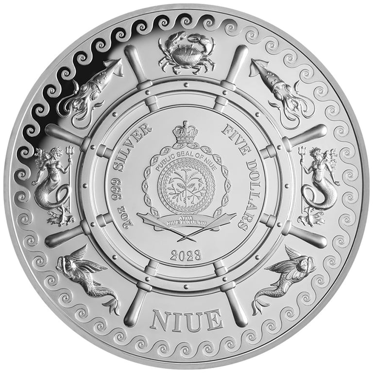 Back of the Silver Mythical Creatures - The Siren 2 oz PF - 2023