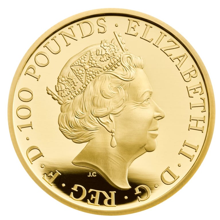 Back of the Gold The Queen's Beasts - Completer Coin - 1 oz PF - 2021