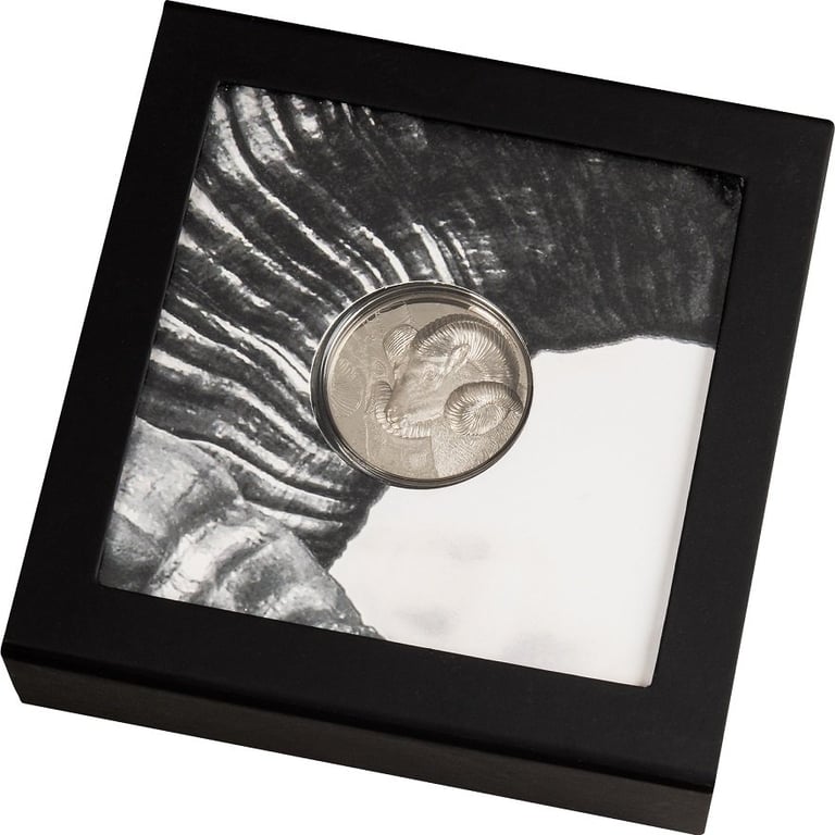 Platinum Magnificent Argali 1 oz PF - High Relief in the original coin case