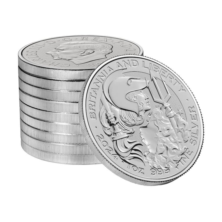 Side view of the Silver Britannia & Liberty 1 oz - 2024