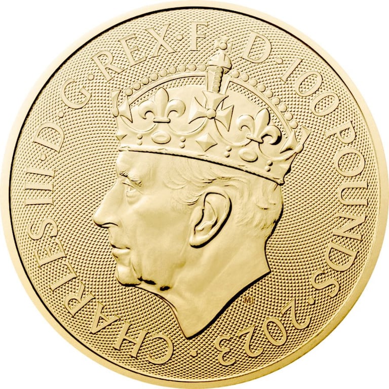 Front of the Gold Britannia 1 oz - Coronation King Charles
