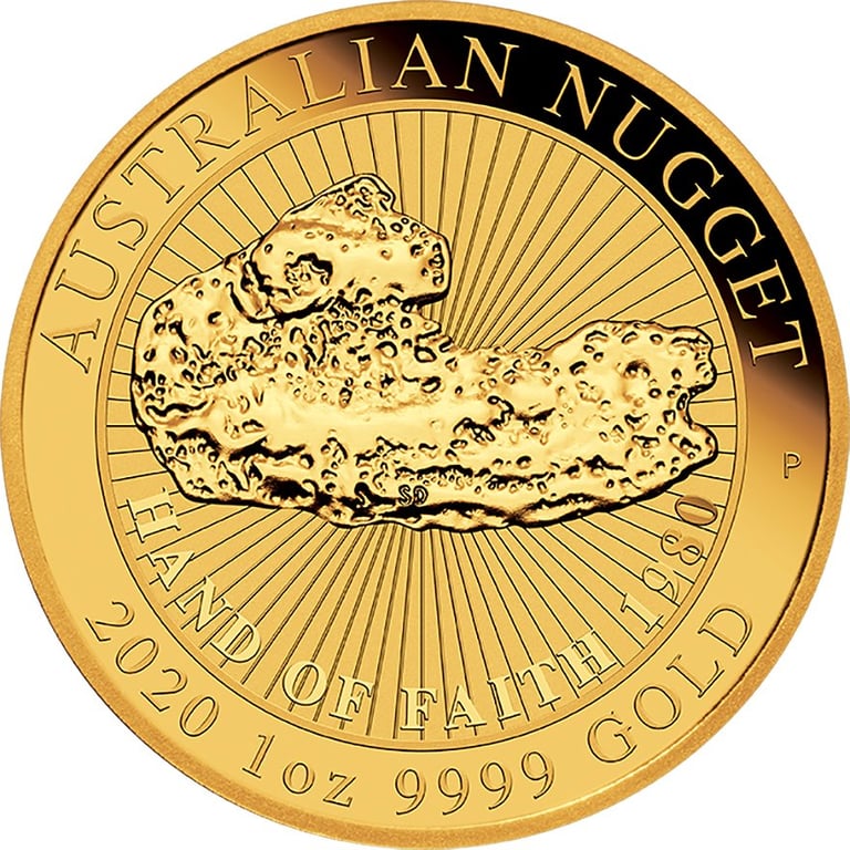 Back of the Gold Australian Nugget 1 oz