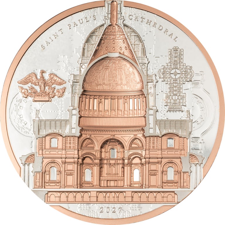 Back of Silver Arcline - Saint Paul‘s Cathedral 3 oz PF - Ultra High Relief 2027