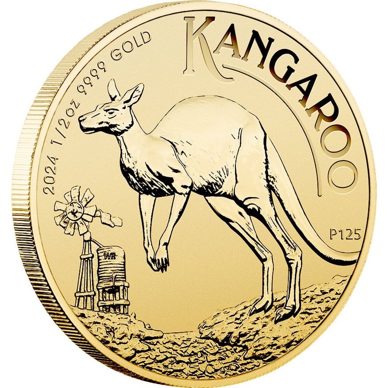 Side view of the Gold Kangaroo 1/2 oz - 2024