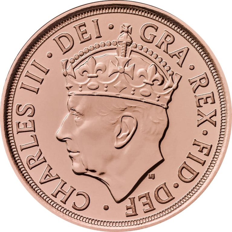 Front of the Gold King Charles III Coronation Half-Sovereign