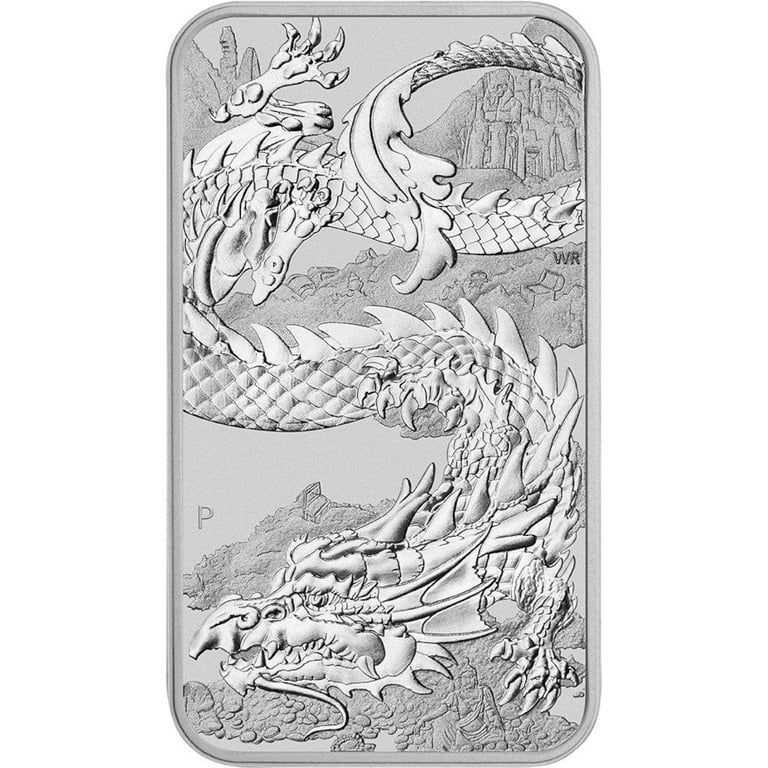 Front of the Silver Dragon Rectangle 1 oz - 2023