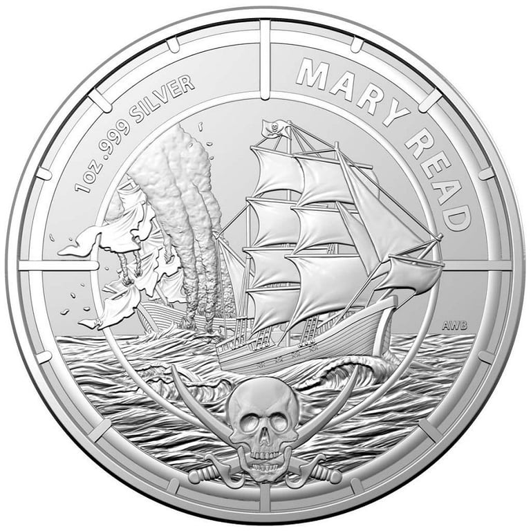 Front of the Silver Pirate Queens 1 oz - Mary Read