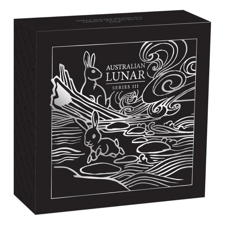 Original coin case of the Silver Lunar III 1 oz Rabbit PF - Perth Mint 2023