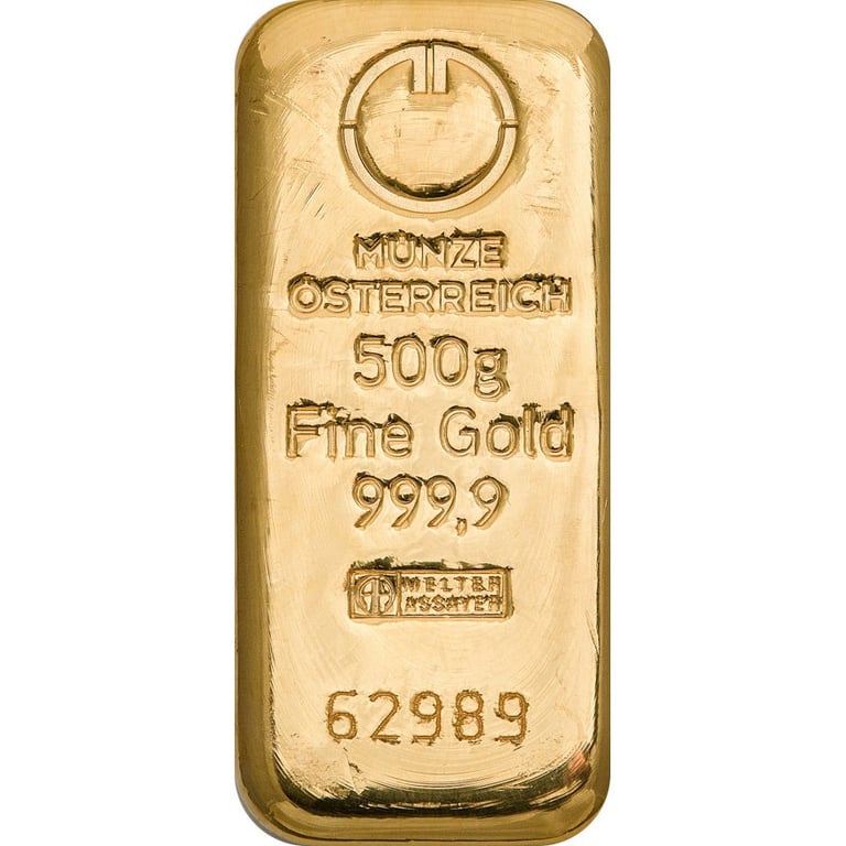 Front of the Gold bar 500 g - Austrian Mint