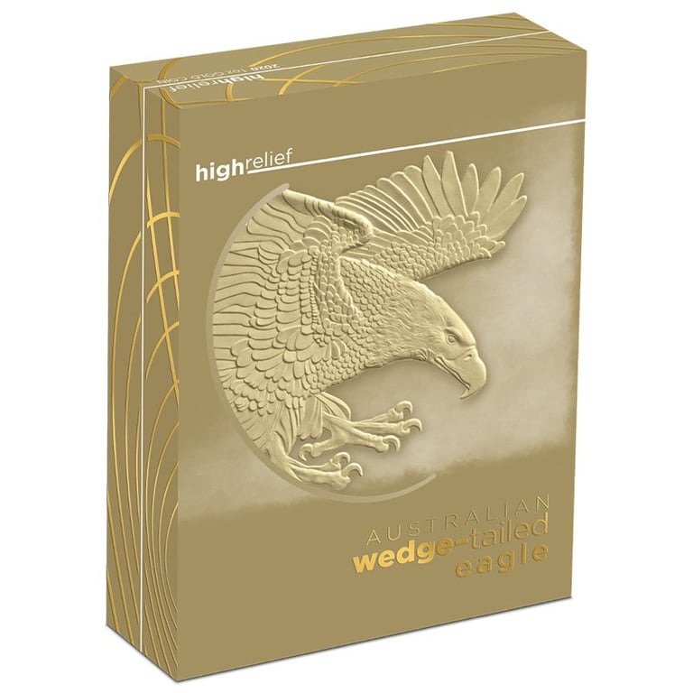 Original coin case of the Gold Wedge Tailed Eagle 2020 - 1 oz PF High Relief