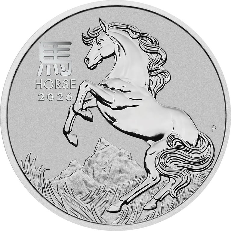 Front of the Platinum Lunar III 1 oz - Horse 2026