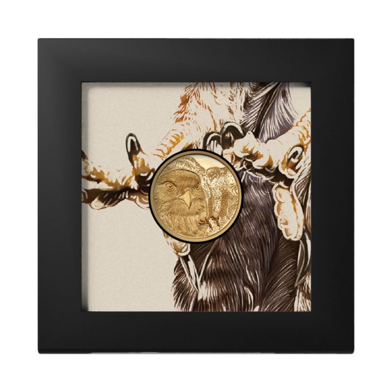 Gold Mongolian Falcon 1/10 oz PP - High Relief 2023 in the original coin case