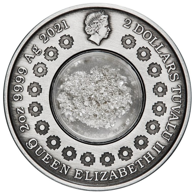 Back of the Silver Tears of the Moon 2 oz - 2021 - Antique Finish