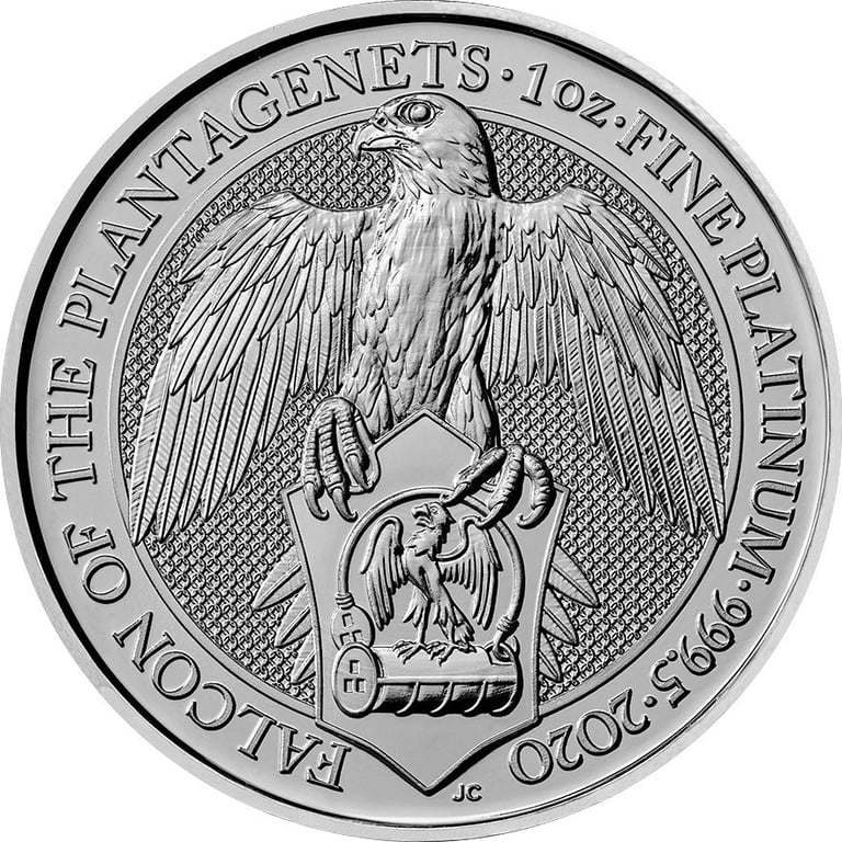 Front of the Platinum The Falcon of the Plantagenets 1 oz - The Queen's Beasts 2020