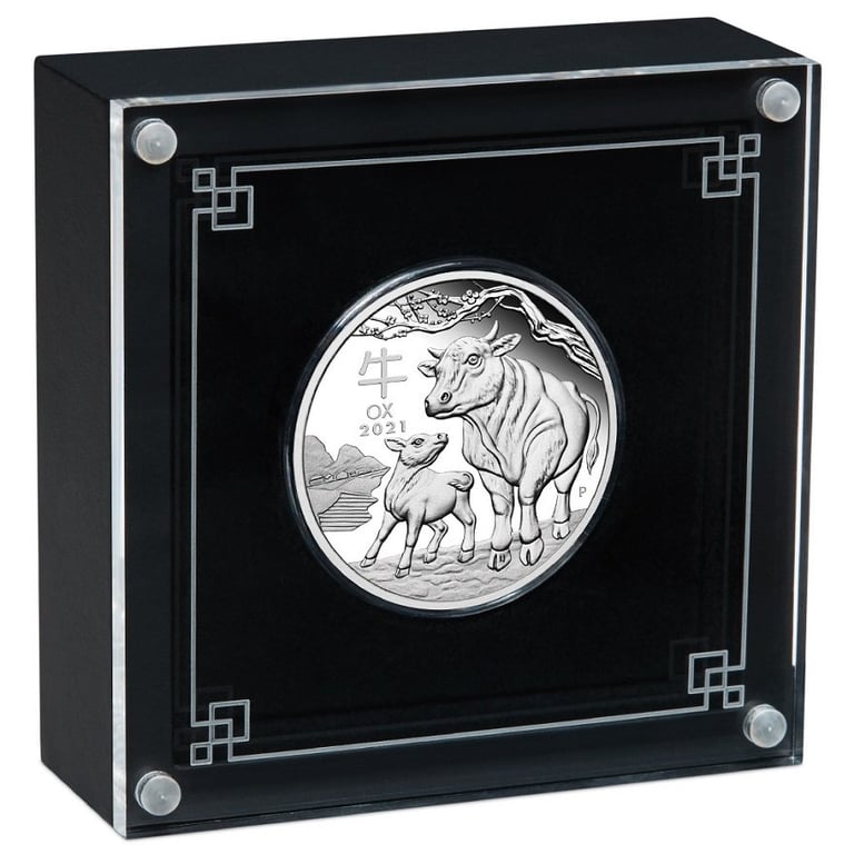 Silver Lunar III 1 oz Ox PF - Perth Mint 2021 in the original coin case
