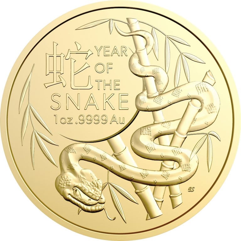 Front of the Gold Lunar Snake 1 oz - RAM 2025