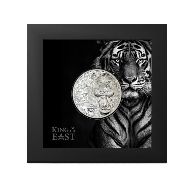 Silver King of the East - Tiger 1 oz PF - Ultra High Relief in the original coin case