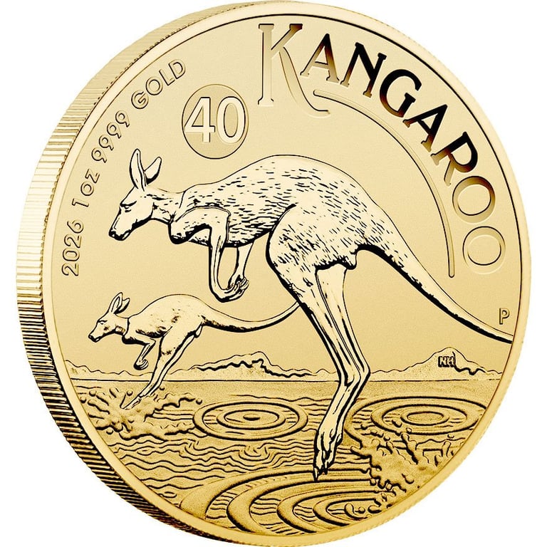 Side view of the Gold Kangaroo 1 oz - 2026