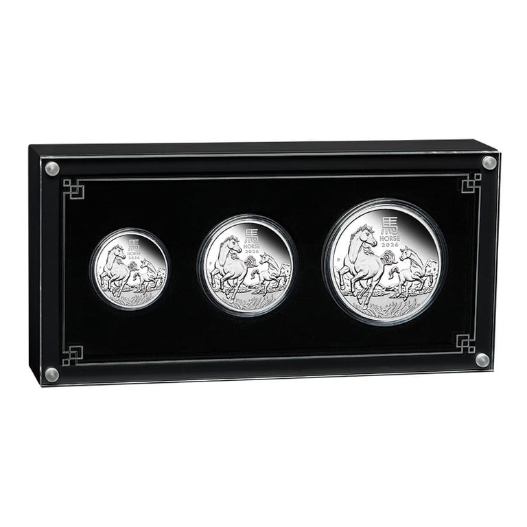 Case of the Silver Lunar III Horse 3 Coin Set PF - 2026