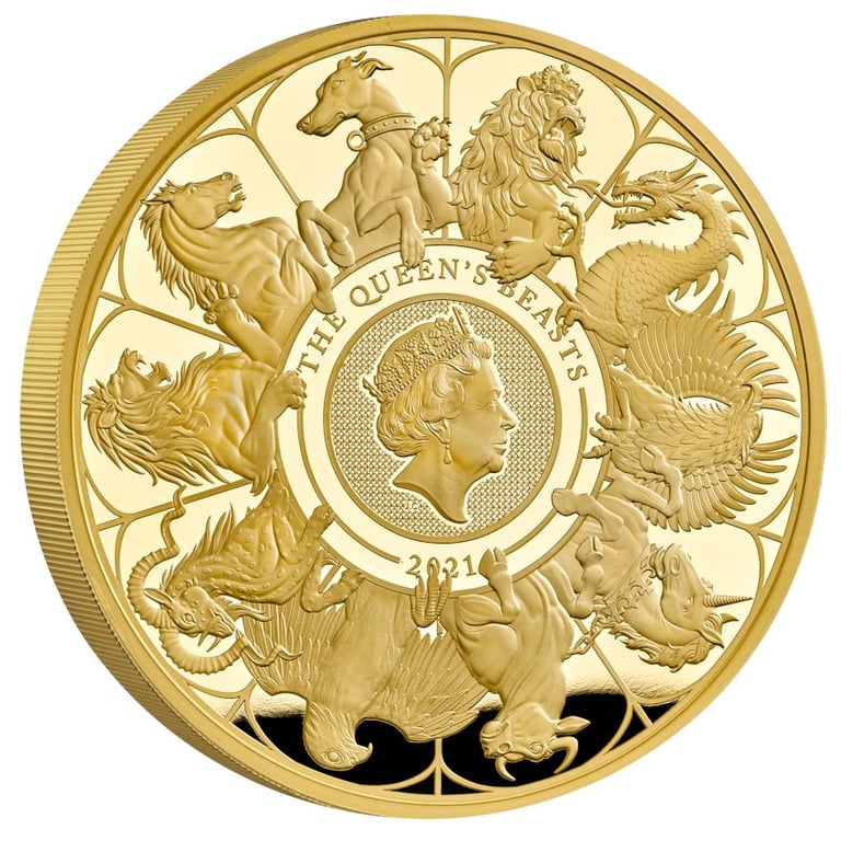 Front of the Gold The Queen's Beasts - Completer Coin - 1 oz PF - 2021
