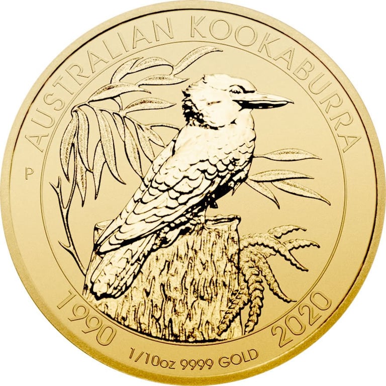 Front of the Gold Kookaburra 1/10 oz - 30th Anniversary