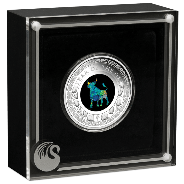 Silver Opal Series 1 oz PF - Year of the Ox 2021 in the original coin case