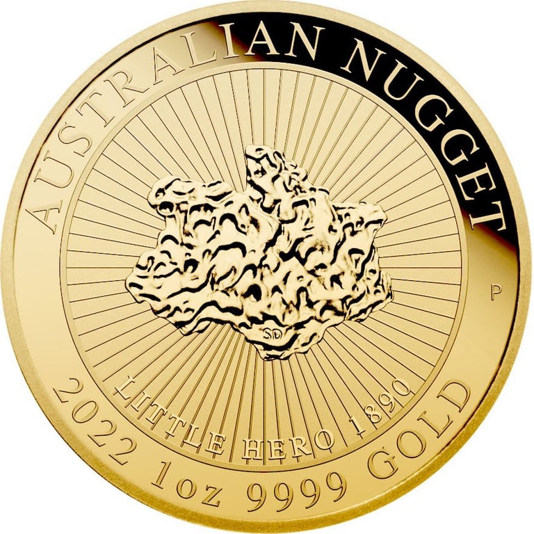 Front of the Gold Australian Nugget 1 oz