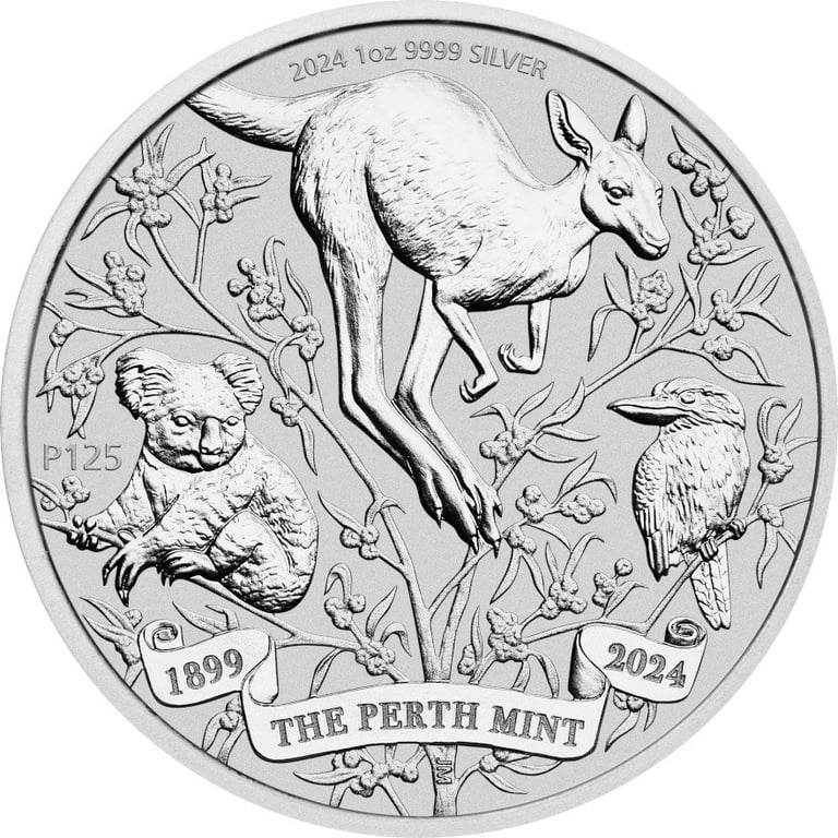 Front of the Silver 125th Anniversary 1 oz - Perth Mint 2024
