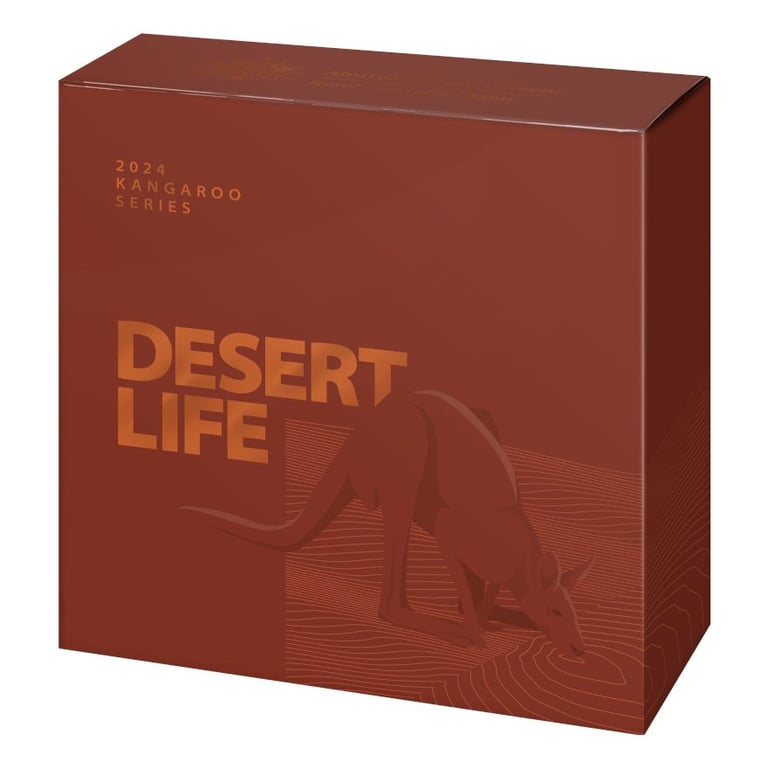Original coin case of the Silver Kangaroo - Desert Life 1 oz Proof - RAM 2024