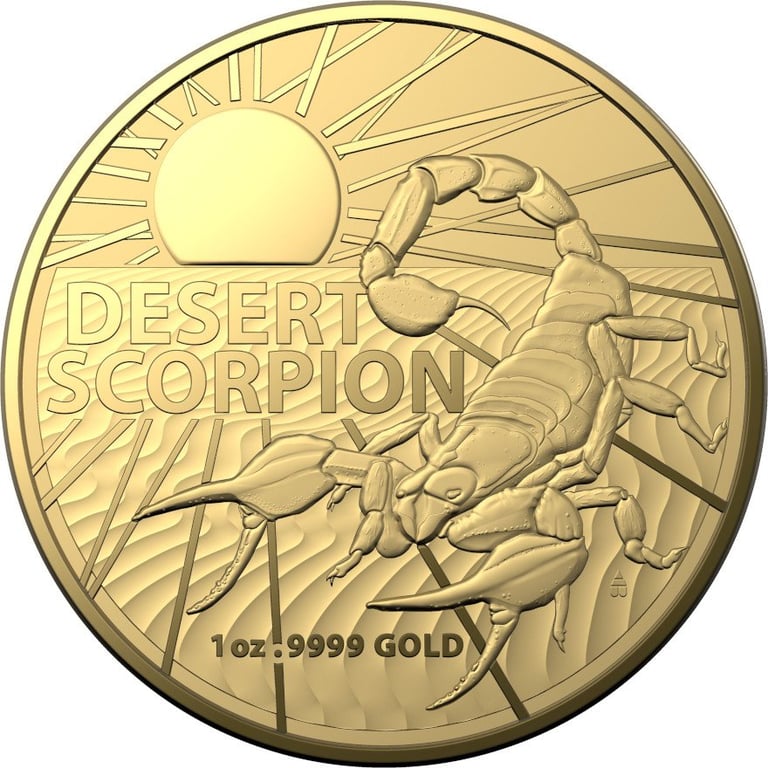 Front of the Gold Australia´s Most Dangerous 1 oz - Desert Scorpion 2022 