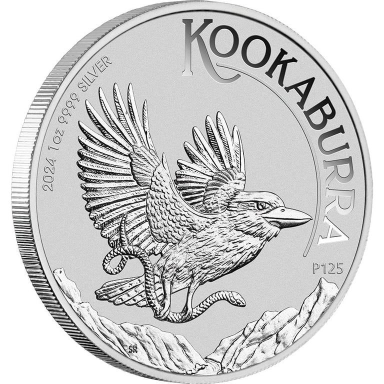 Side view of the Silver Kookaburra 1 oz - 2024