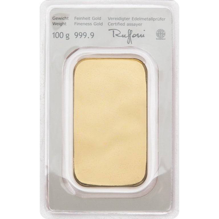 Back of the Gold bar 100 g - Austrian Mint