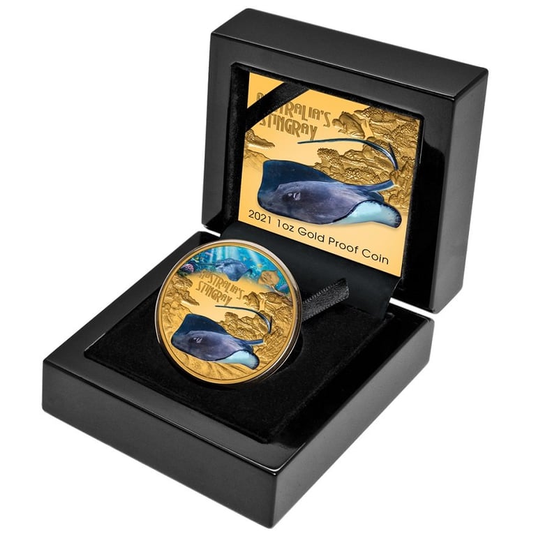 Gold Deadly & Dangerous - Stingray 1 oz PF 2021 in the original coin case