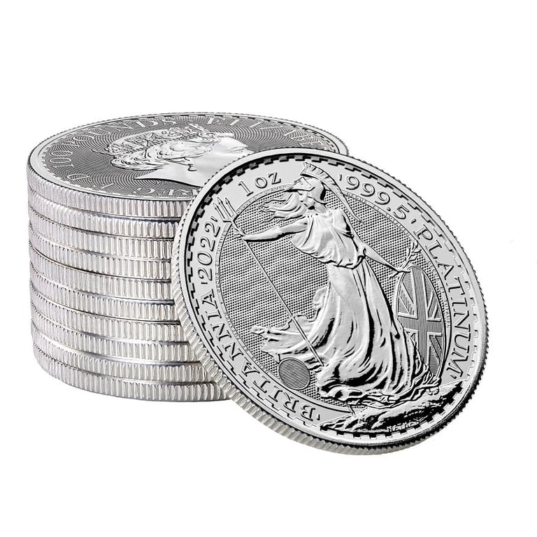 Side view of the Platinum Britannia 1 oz - 2022