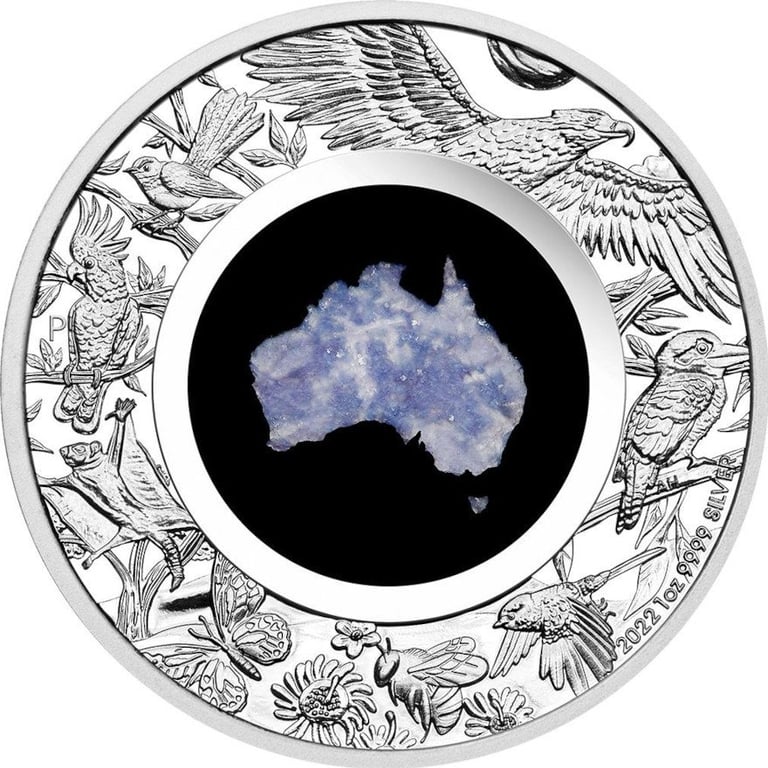 Front of the Silver Lepidolite Coin - Great Southern Land 1 oz PF