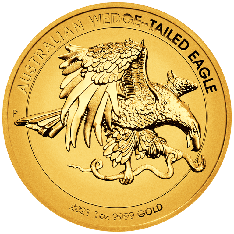 Front of the Gold Wedge Tailed Eagle 2021 - 1 oz - High Relief