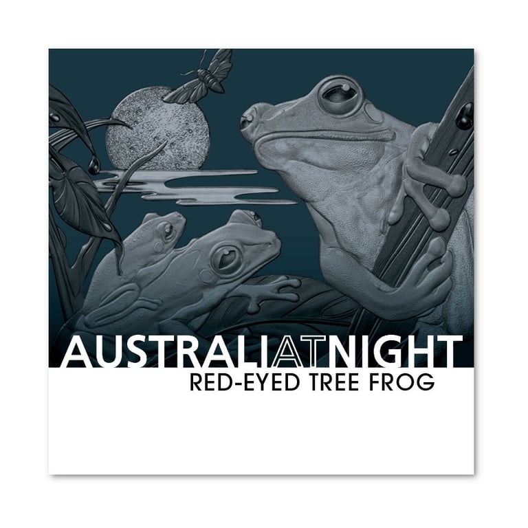Original coin case of the Silver Red-Eyed Tree Frog 1 oz Black Proof - 2024