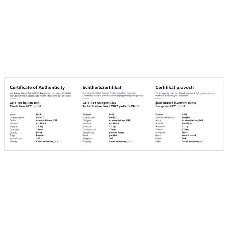 Certificate of authenticity