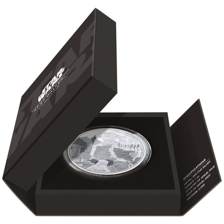Silver STAR WARS AT-ST Walker 1 oz PF in the original coin case
