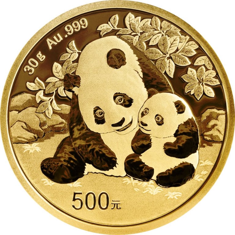 Front of the Gold China Panda 30 g - 2024