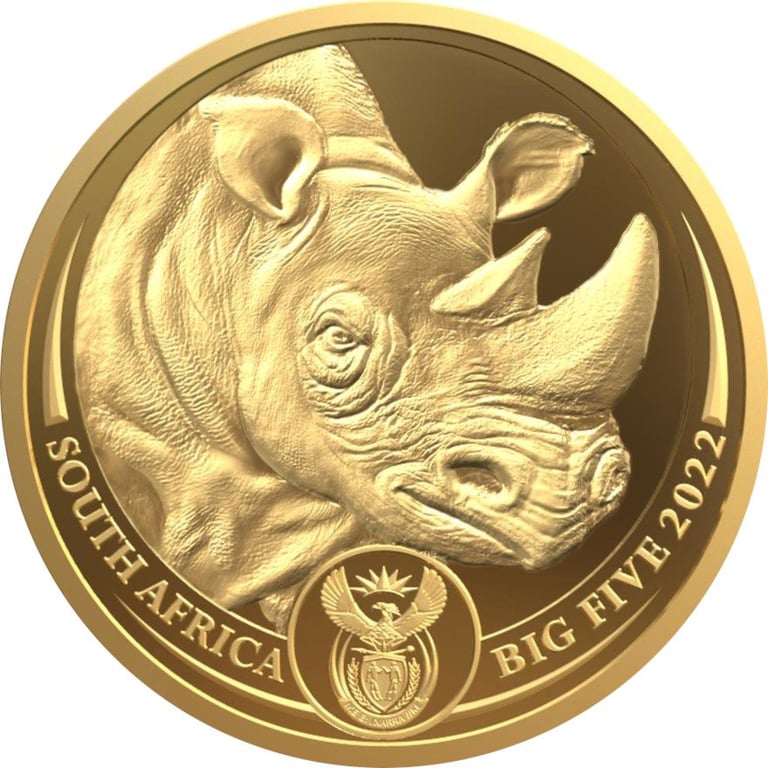 Front of the Gold Rhino 1/4 oz PF - Big Five Series II - 2022