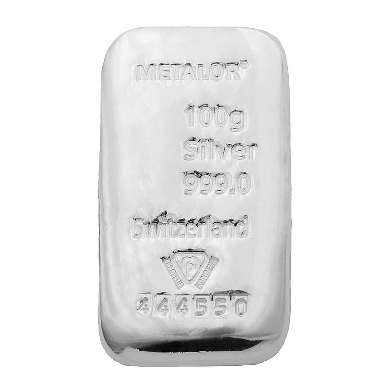 Front of the Silver bar 100 g
