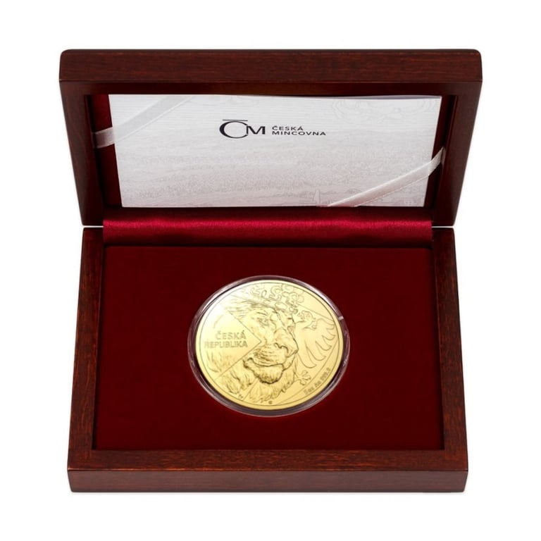 Gold Czech Lion 5 oz - 2024 in the original coin case