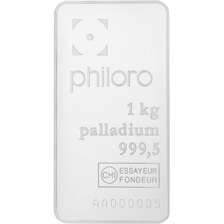 Front of the Palladium bar 1000 g minted - philoro