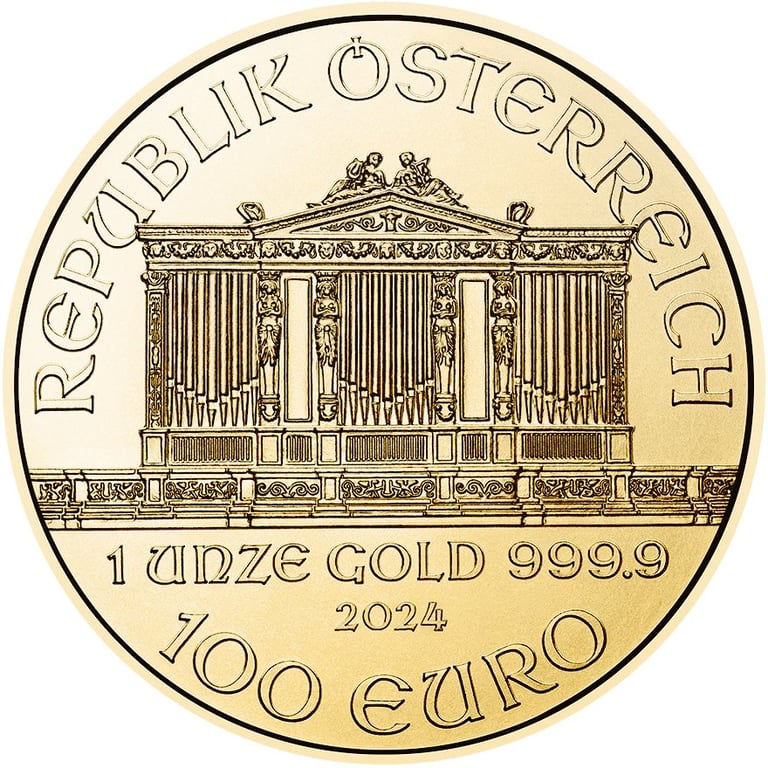 Back of the Gold Philharmonic 1 oz - 2024