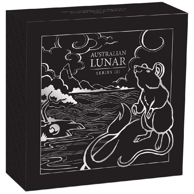 Original coin case of the Silver Lunar III 1 oz Mouse PF - Perth Mint 2020