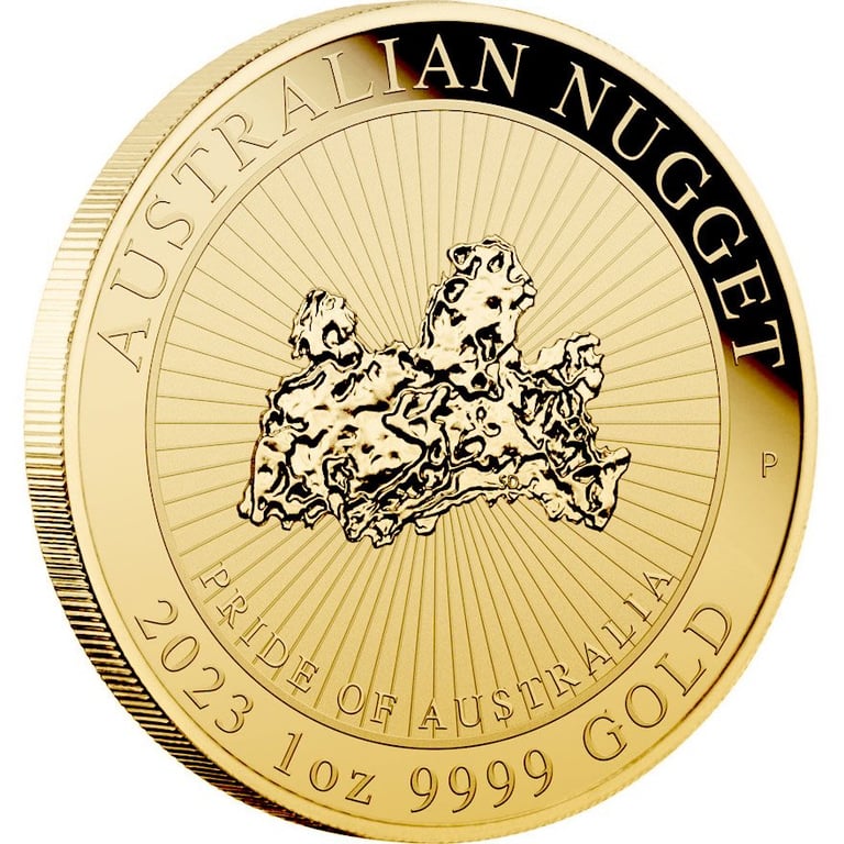 Side view of the Gold Australian Nugget 1 oz - Pride of Australia 2023