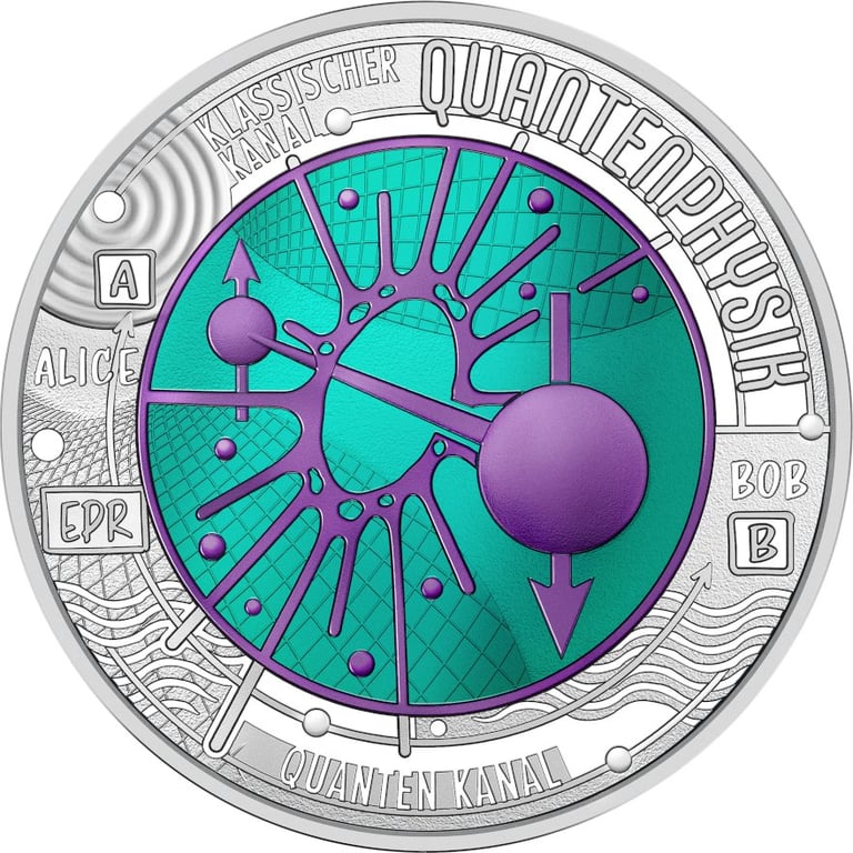 Back of Silver Niob Coin ""Quantum Physics"" 25 EUR HGH AUT – 2026