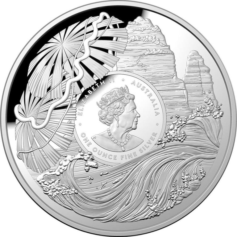 Back of the Silver Daintree Rainforest 1 oz PF - domed coinage 2022
