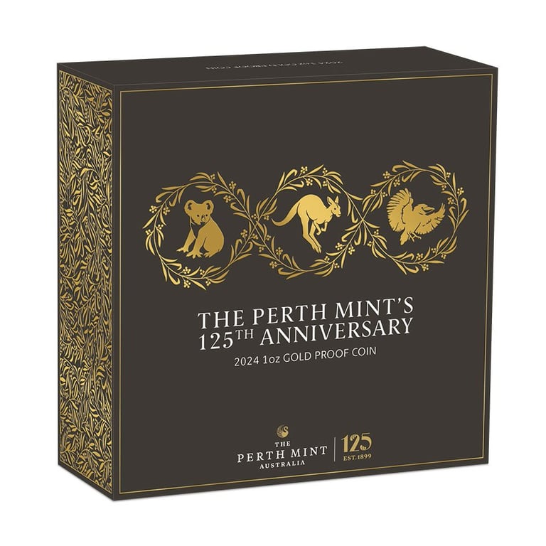 Original coin case of the Gold The Perth Mint's 125th Anniversary 1 oz PF - 2024